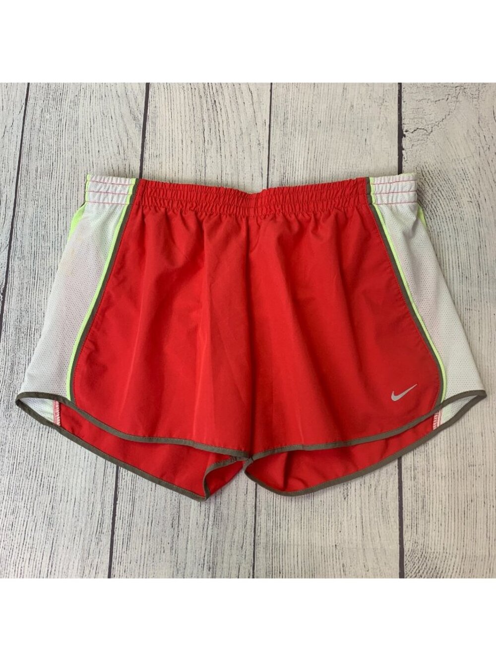 Nike Running Shorts sz L Red White Inner Liner Inner Pocket Drifit Women's